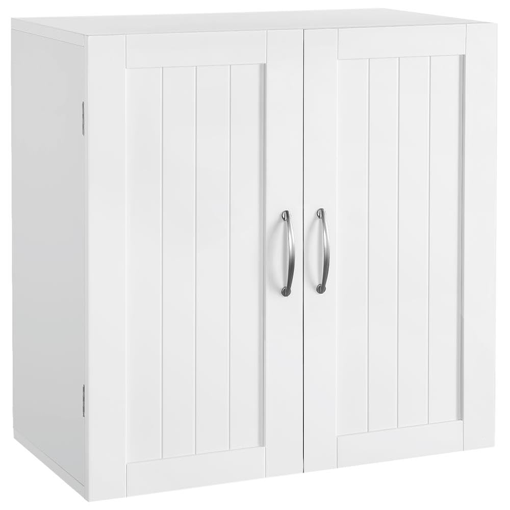 Wall Mounted White Bathroom Storage Cabinet with Doors Q62308