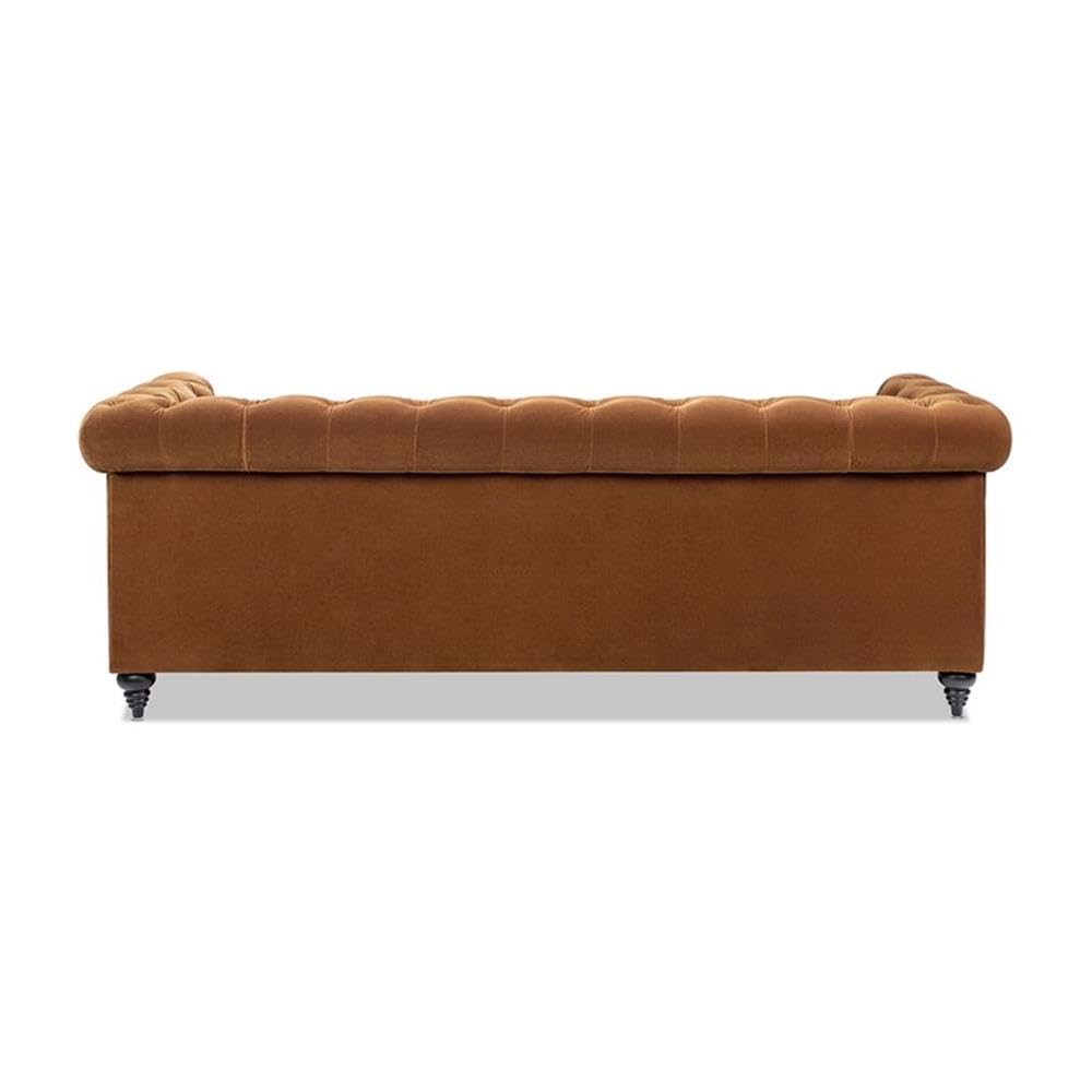 Burnt Orange Velvet Tufted Chesterfield Sofa J208