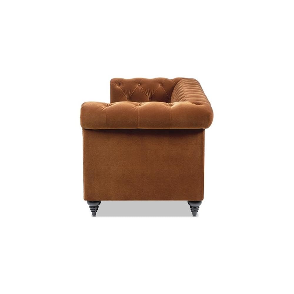 Burnt Orange Velvet Tufted Chesterfield Sofa J208