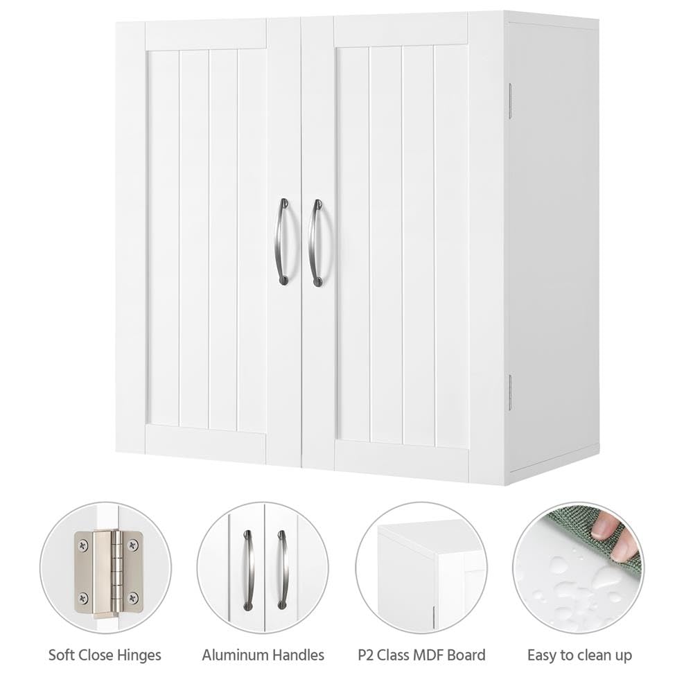 Wall Mounted White Bathroom Storage Cabinet with Doors Q62308
