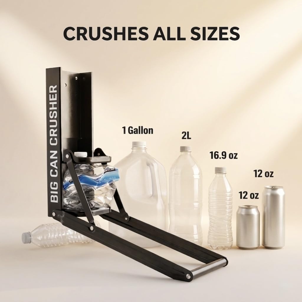 Heavy Duty Metal Can Crusher Bottle Crusher, Wall Mounted, Black W650062
