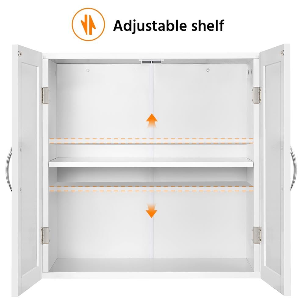 Wall Mounted White Bathroom Storage Cabinet with Doors Q62308