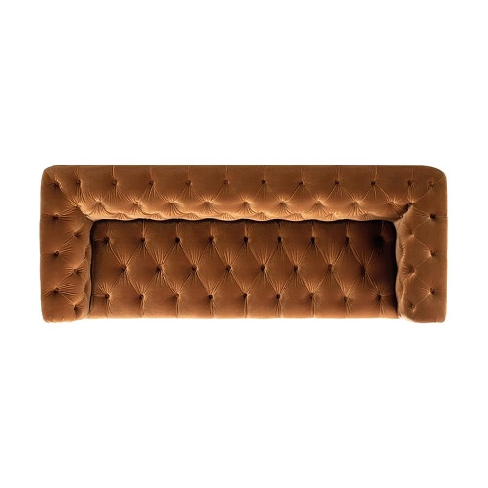 Burnt Orange Velvet Tufted Chesterfield Sofa J208