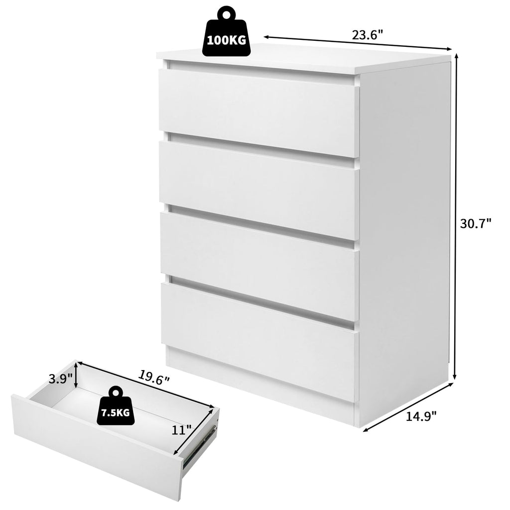 White 4 Drawer Dresser P1593