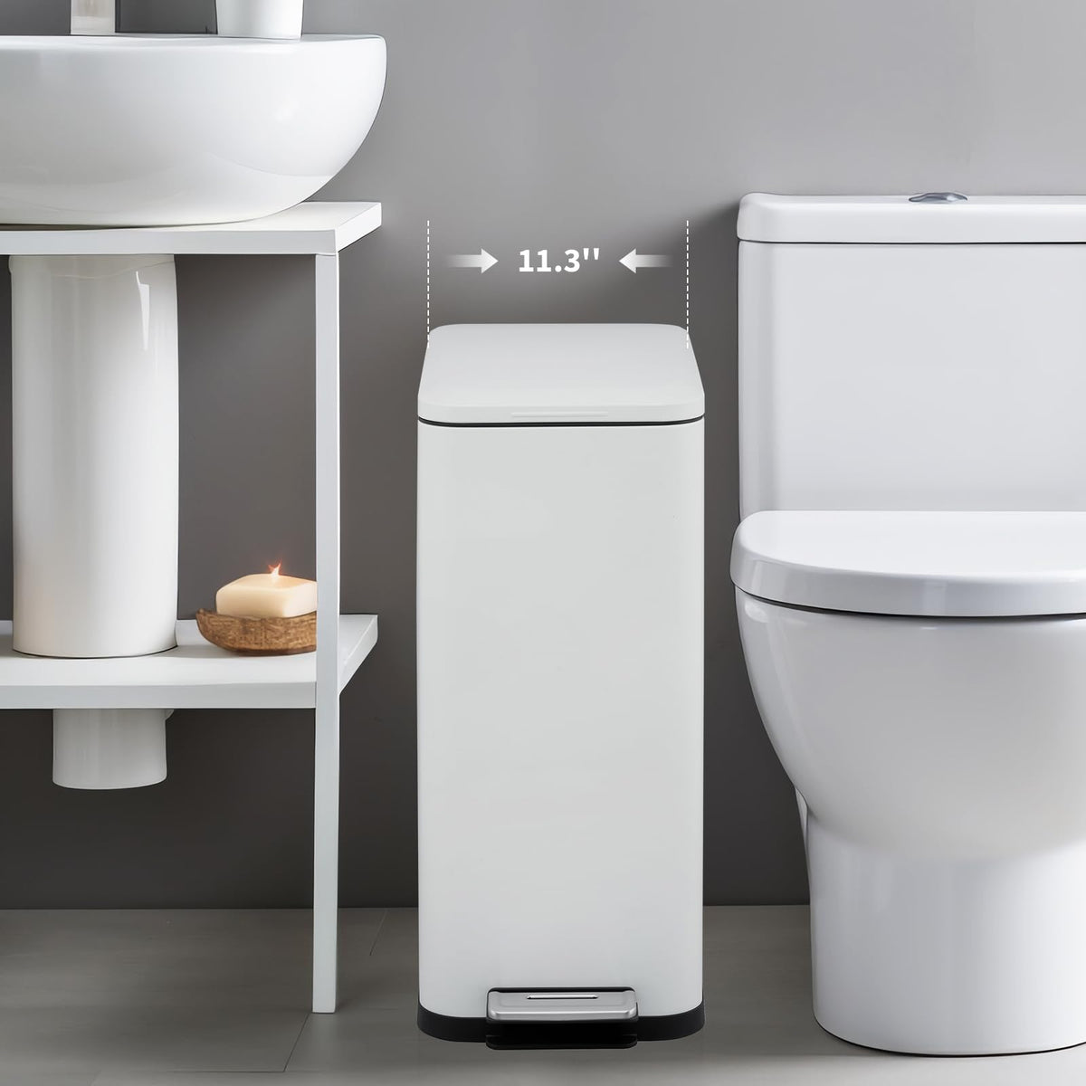 50L Stainless Steel Slim Kitchen Trash Can Y785729