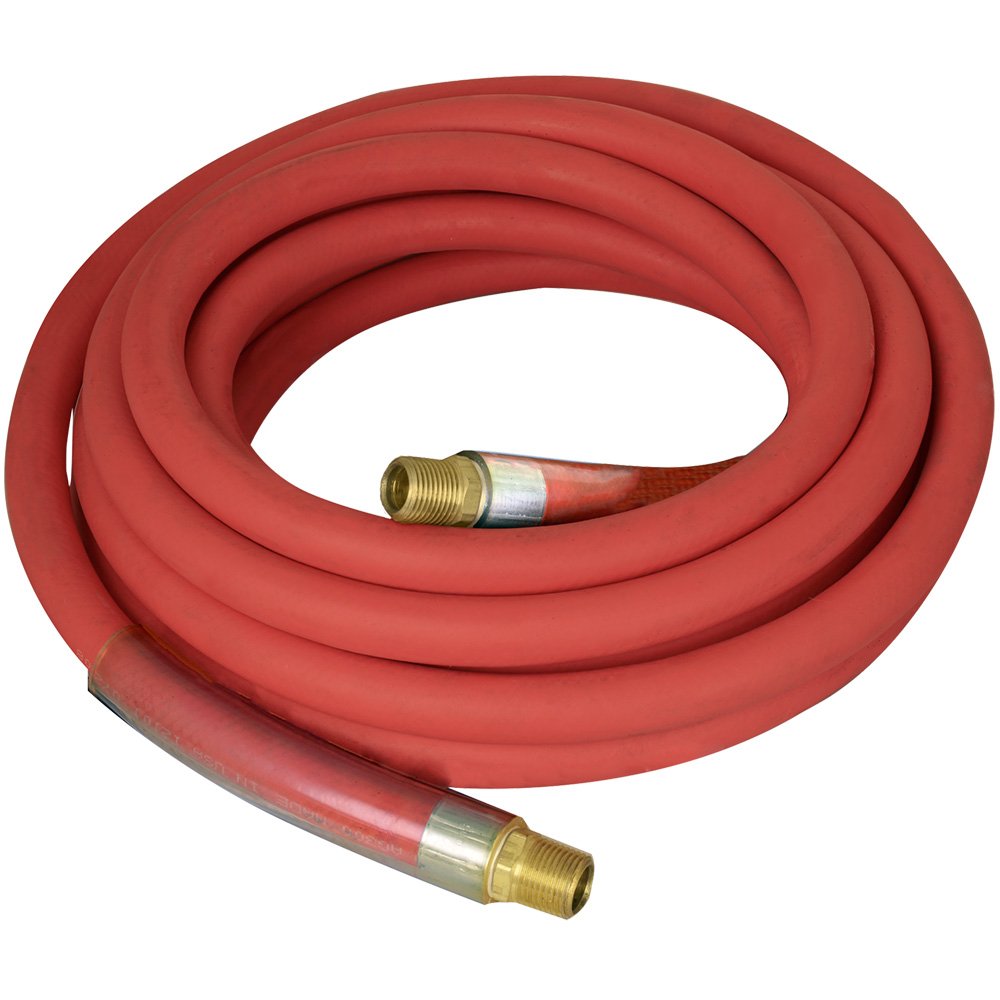3/4" x 100' Industrial Rubber Water Hose Assembly with Male x Female Garden Hose Thread Fittings, Black B17622
