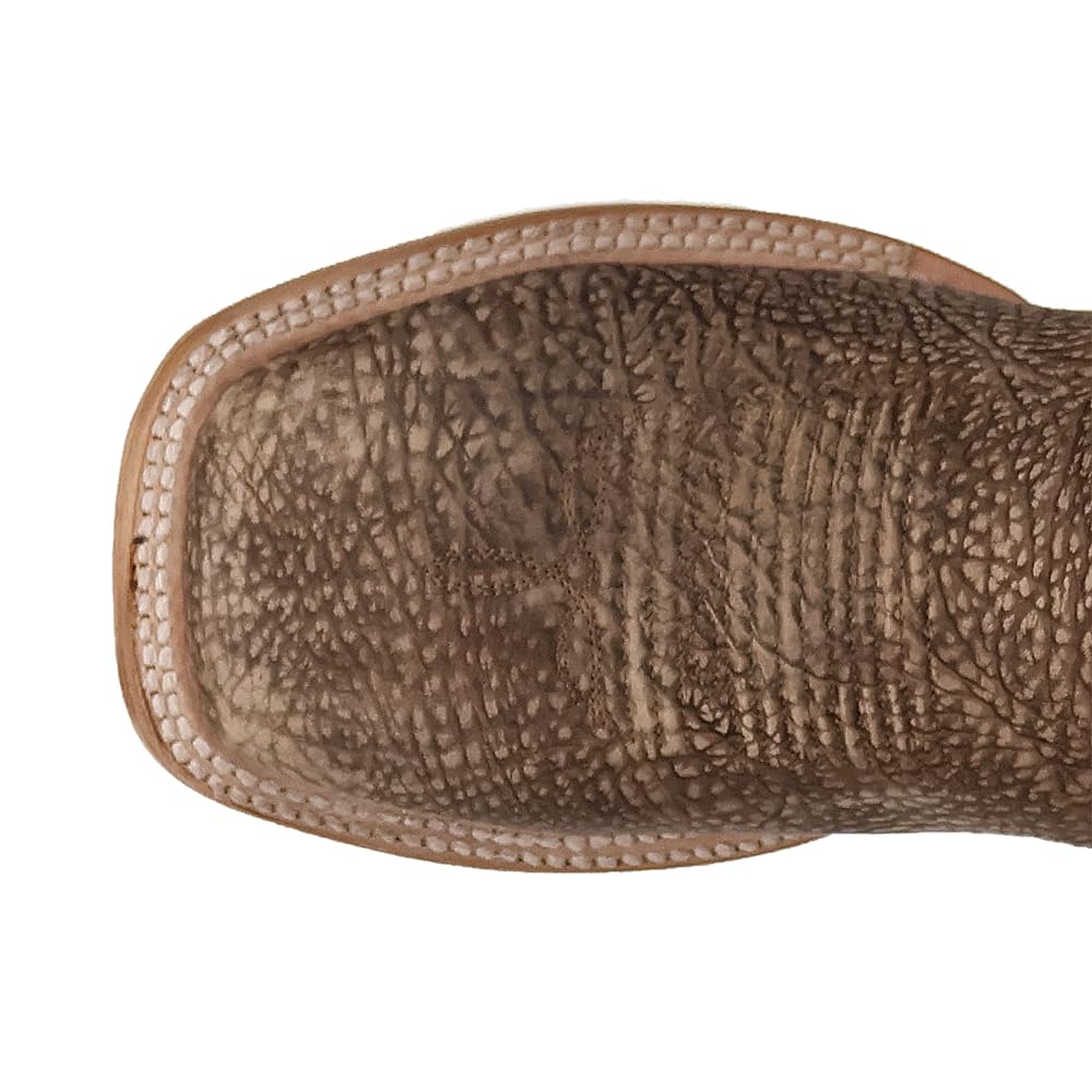 Brown Embroidered Bison Square Toe Pull On Dress Boots Y878