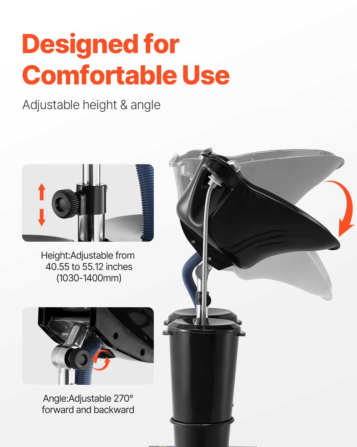 Portable Shampoo Bowl with Electric Pump, 2 Buckets, Black A679469