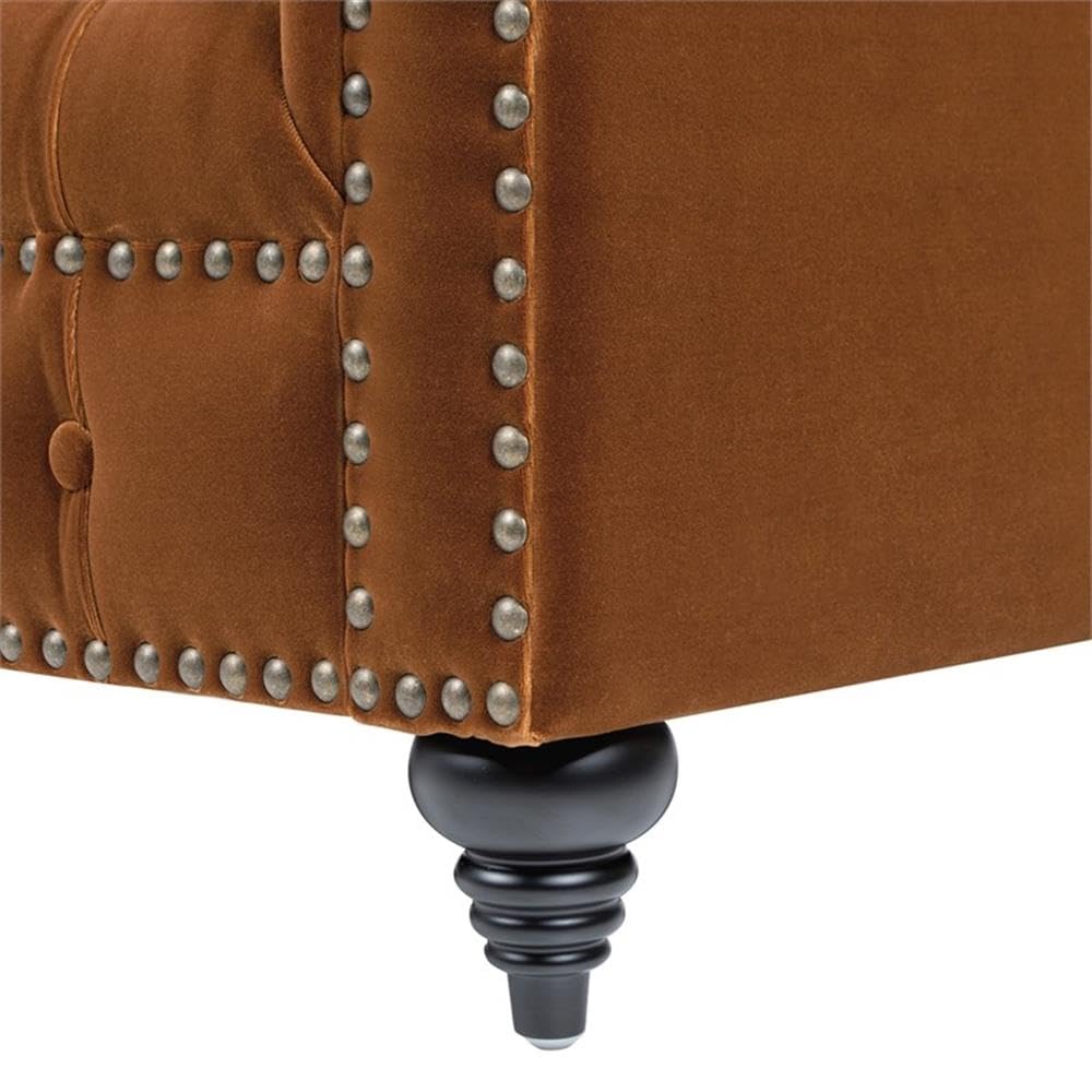 Burnt Orange Velvet Tufted Chesterfield Sofa J208