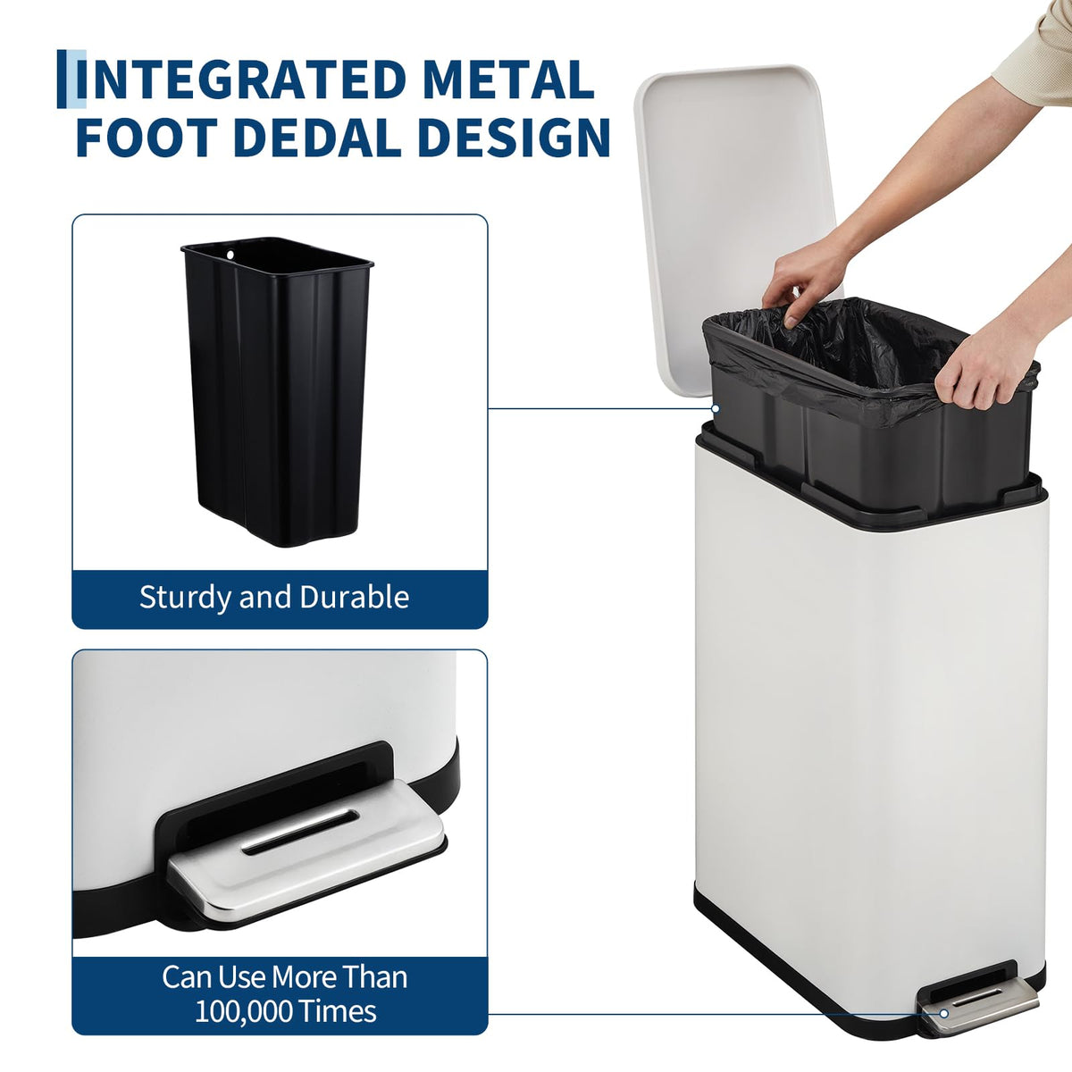 50L Stainless Steel Slim Kitchen Trash Can Y785729