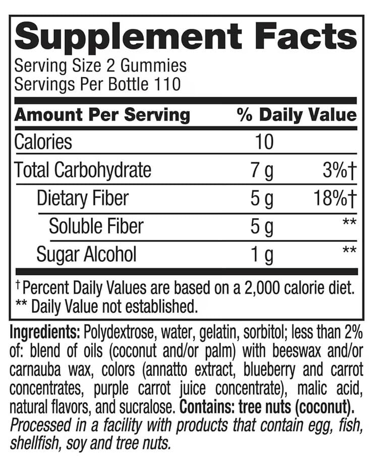 Sugar Free Fiber Gummies with Prebiotic 220 Count E847