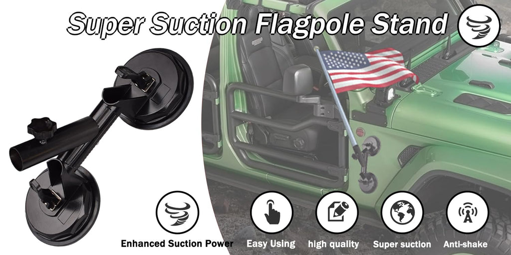 Suction Cup Vehicle Flagpole Bracket Aluminum Alloy K624658