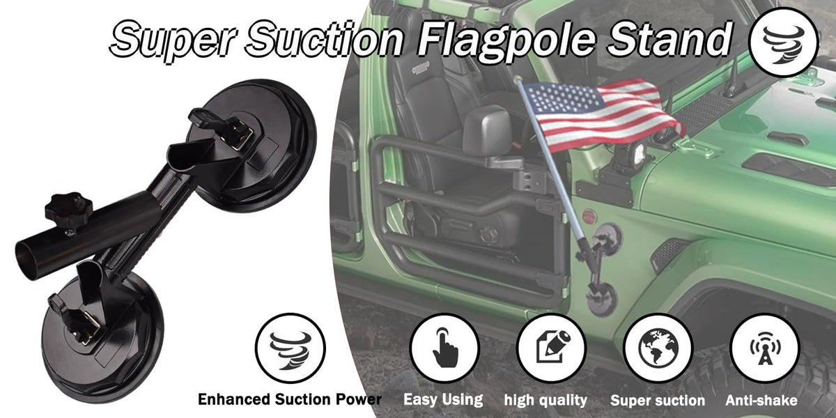 Suction Cup Vehicle Flagpole Bracket Aluminum Alloy K624658