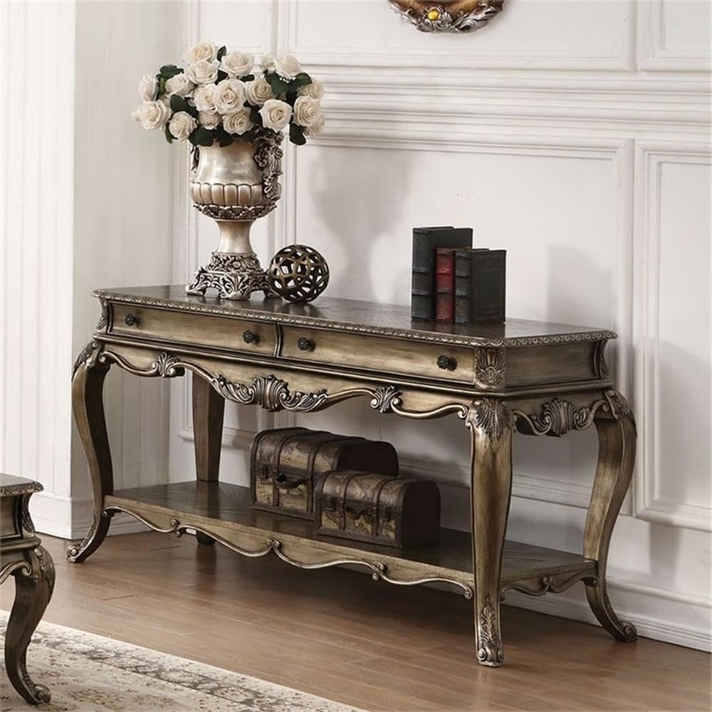 Contemporary 2 Drawer Console Table with Shelf Storage V595