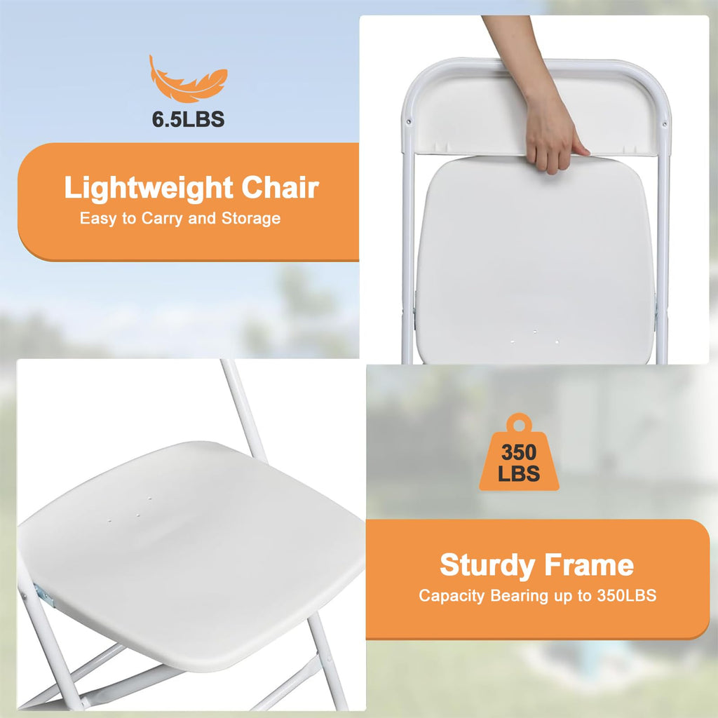 White 10 Pack Folding Chairs with Steel Frame E73078