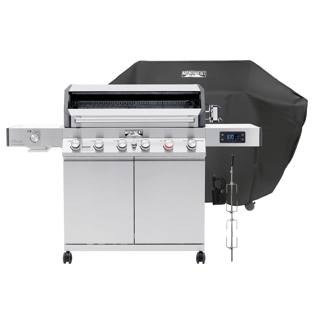 6+1 Burner Propane Gas Grill with Cover and Rotisserie Kit O237446