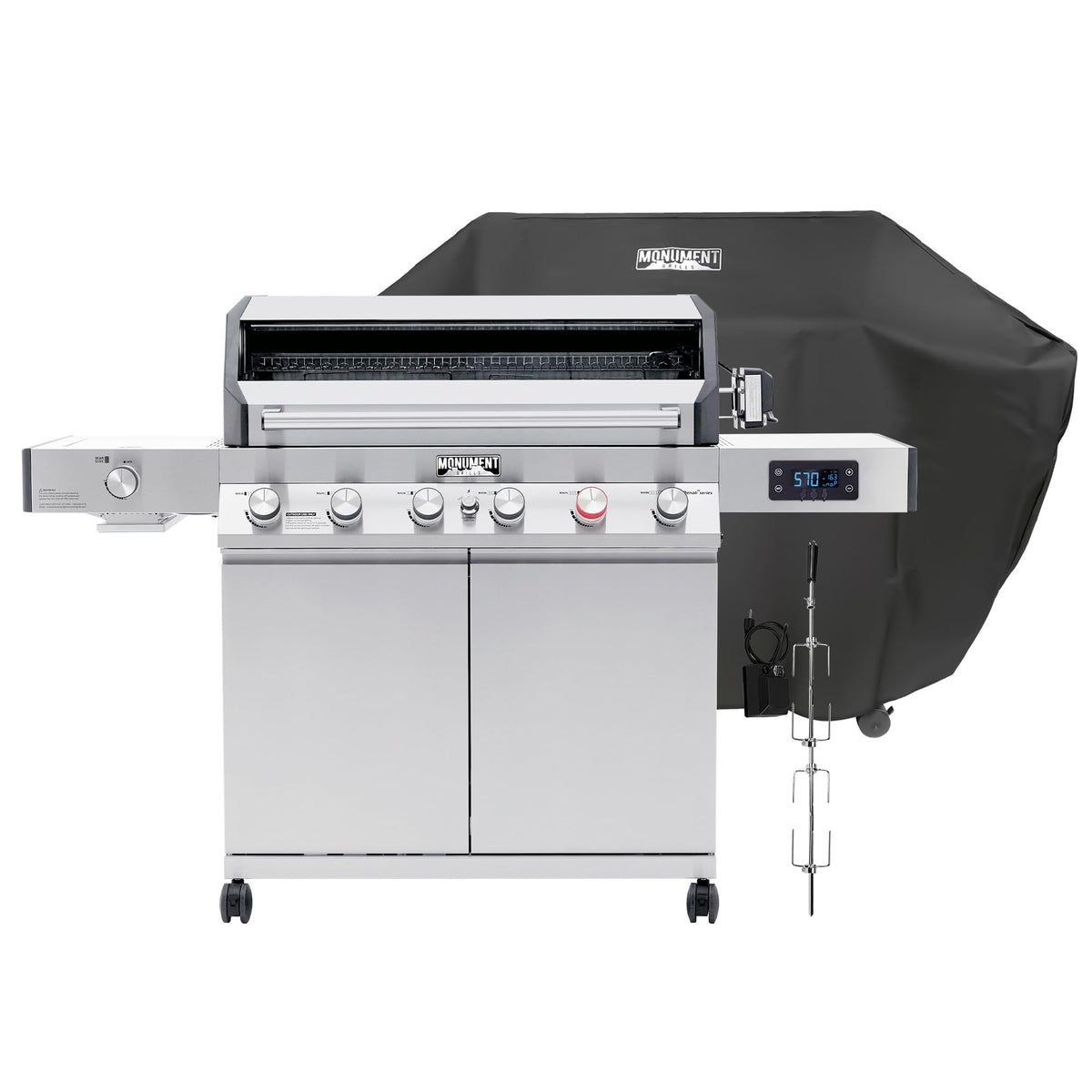 6+1 Burner Propane Gas Grill with Cover and Rotisserie Kit O237446