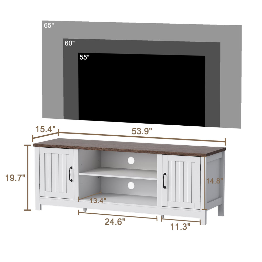 54" TV Stand with Storage Cabinet and Open Shelves P2555