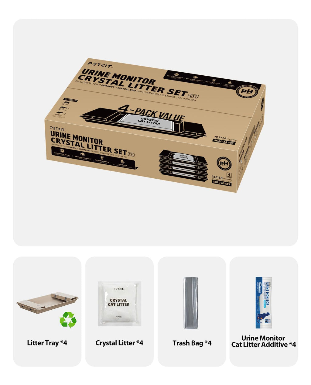 Cat Litter with Tray, 4.5 lb×4 Packs O530238