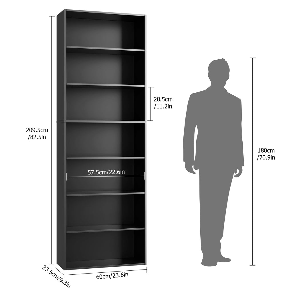 Black 7-Tier Bookshelf E2223