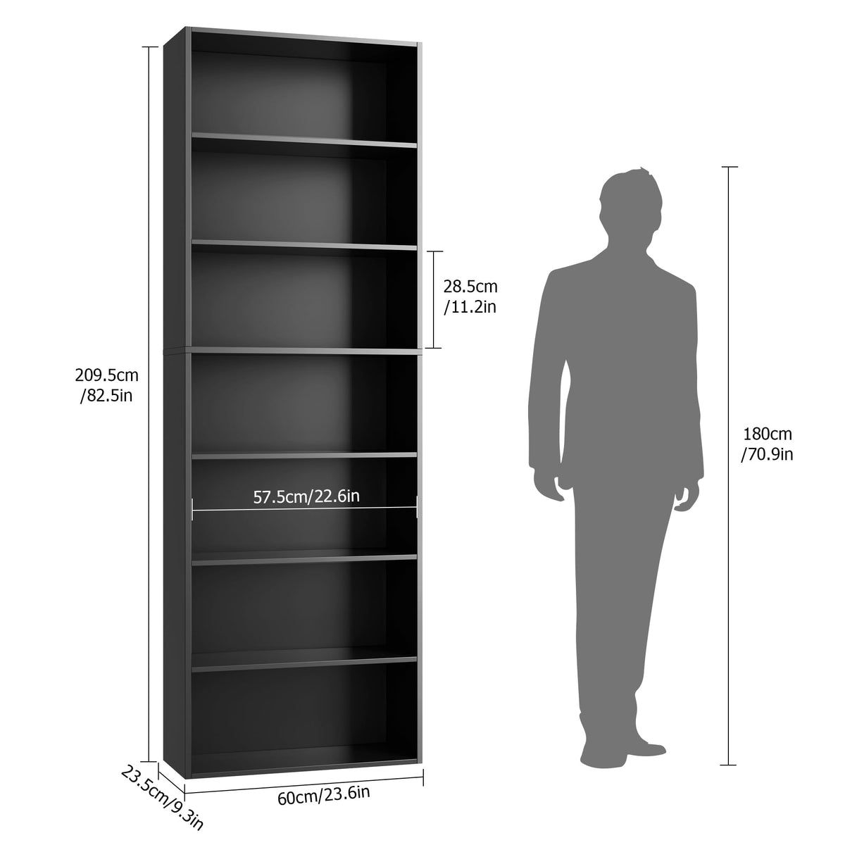 Black 7-Tier Bookshelf E2223