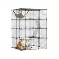 4-Tier Metal Wire Cat Cage with Hammock, Platforms & Ramps, Black U7257