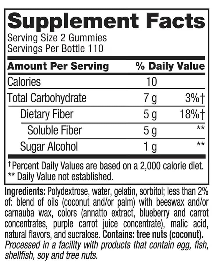 Sugar Free Fiber Gummies with Prebiotic 220 Count E847