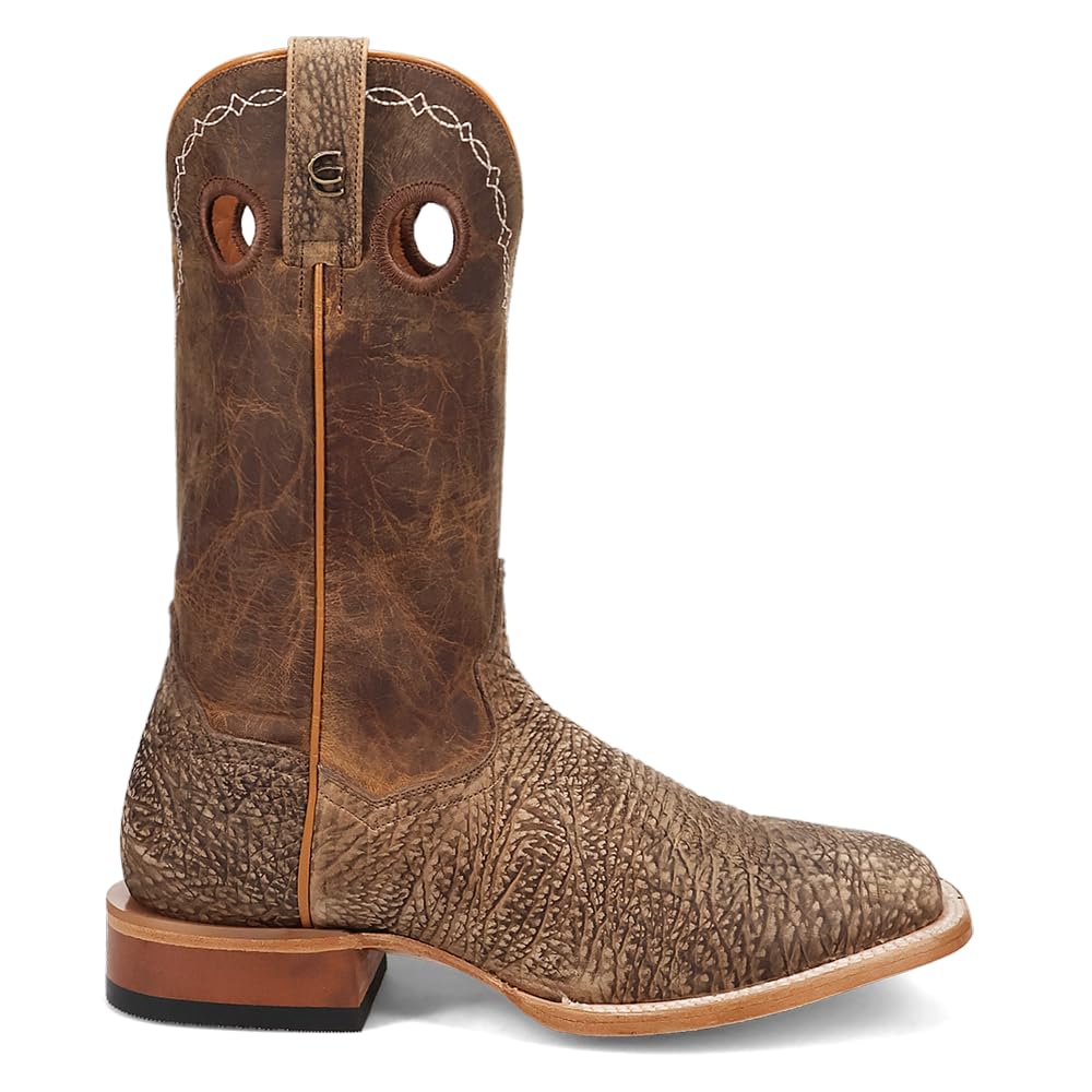 Brown Embroidered Bison Square Toe Pull On Dress Boots Y878