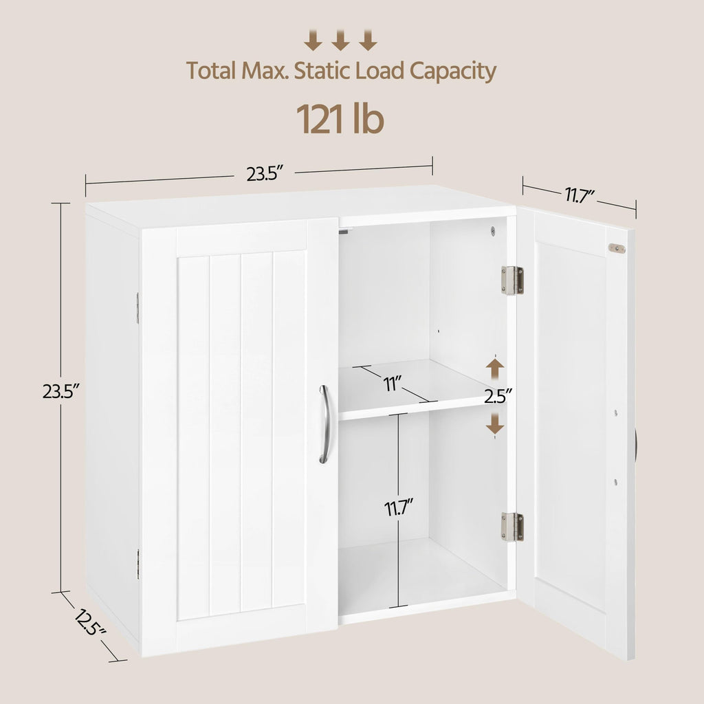 Wall Mounted White Bathroom Storage Cabinet with Doors Q62308