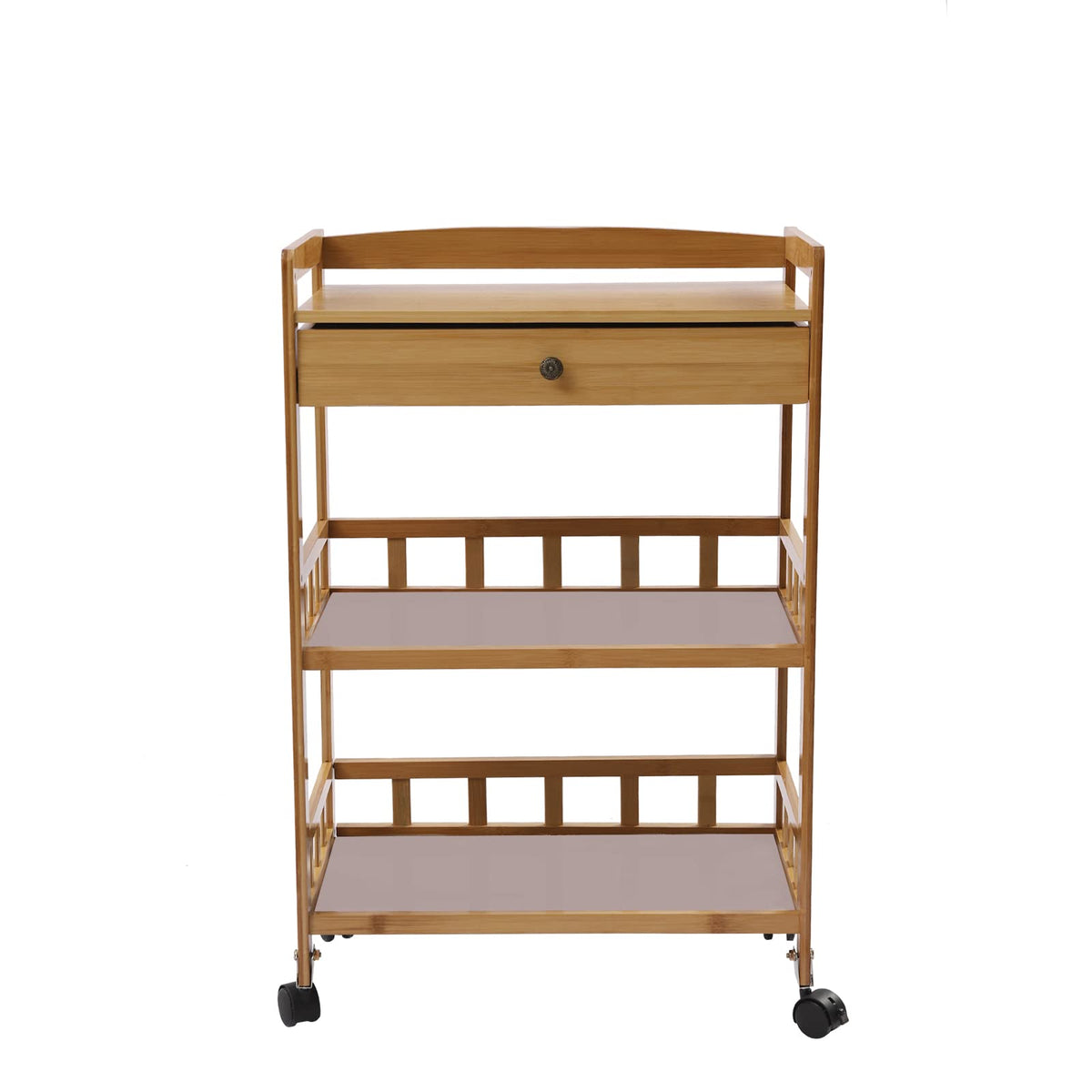 3-Tier Bamboo Rolling Kitchen Cart with Drawer N2329