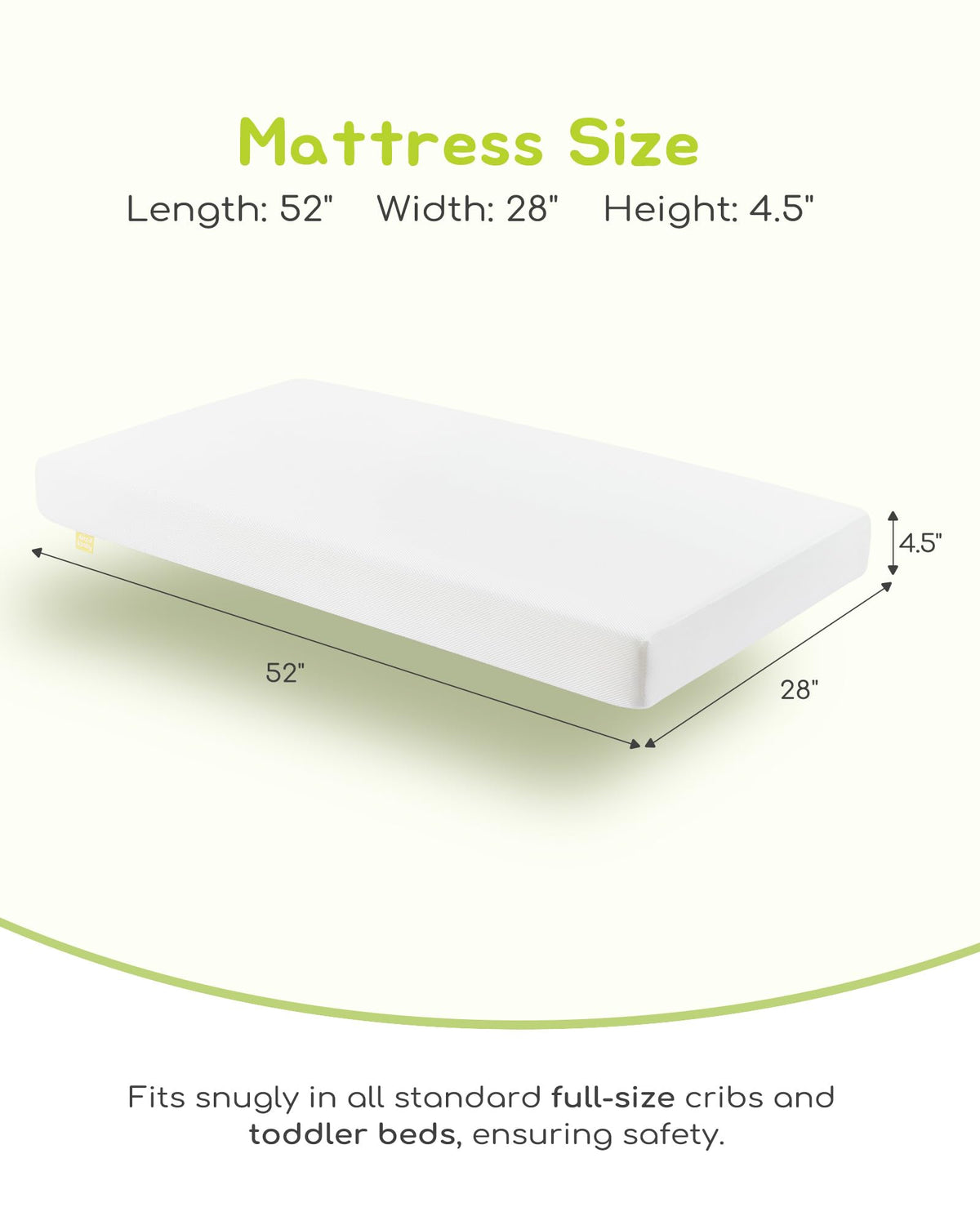 Breathable Standard Full Size Crib Mattress with Waterproof Machine Washable Cover S270