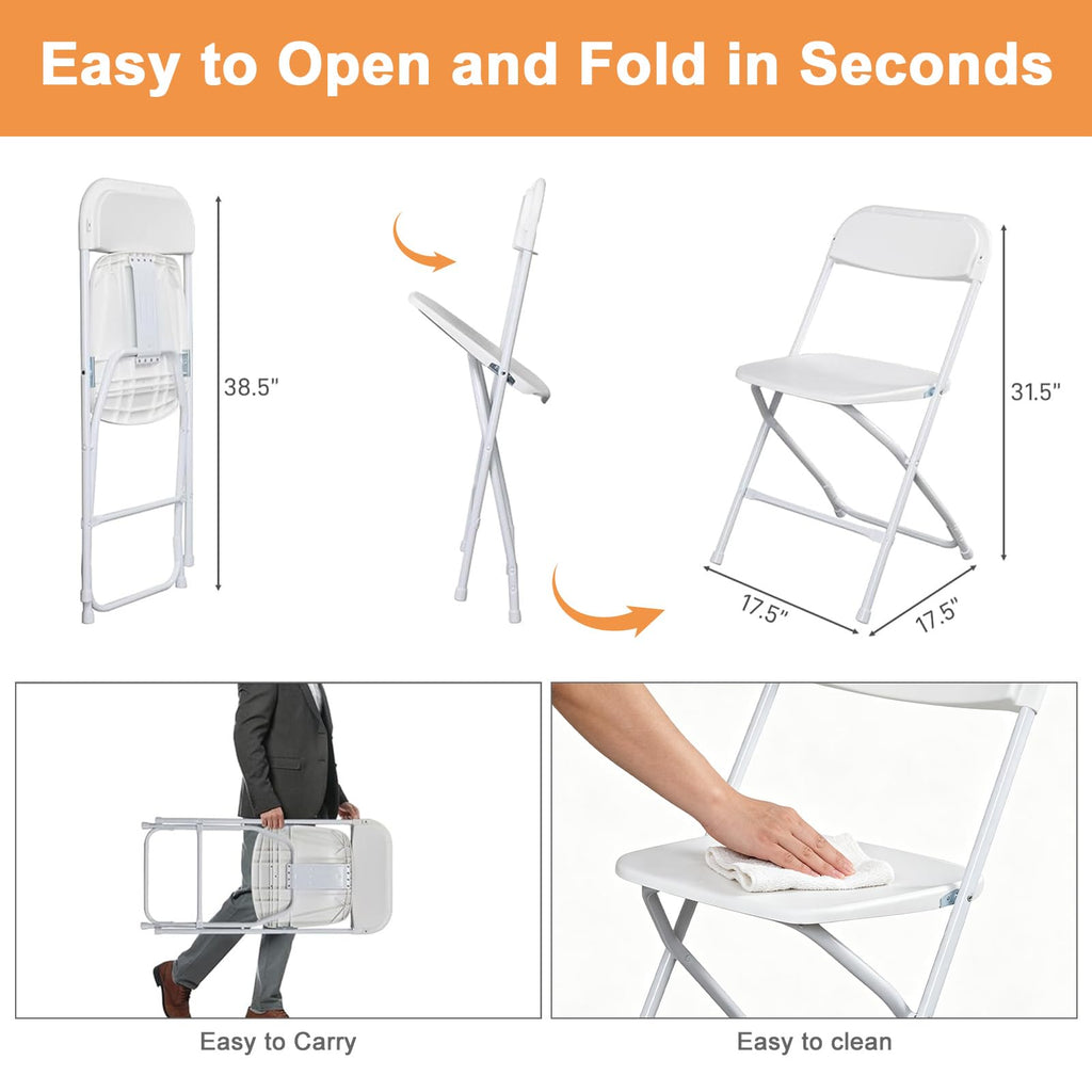White 10 Pack Folding Chairs with Steel Frame E73078