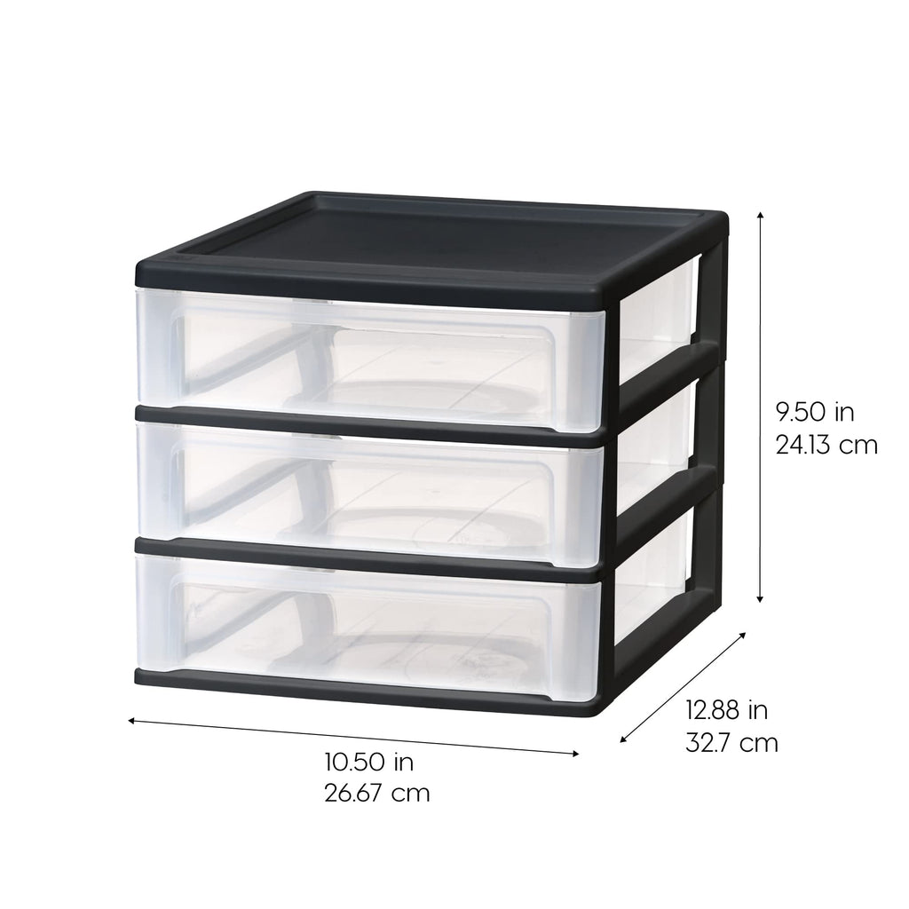 Black 3-Drawer Plastic Desktop Organizer I19495