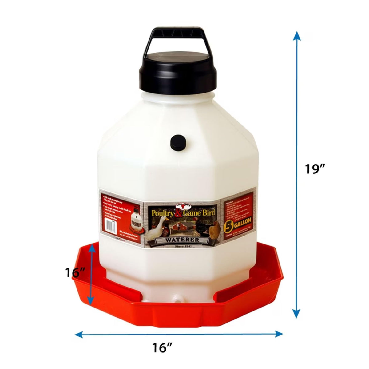 5 Gallon Translucent Plastic Poultry Waterer S999