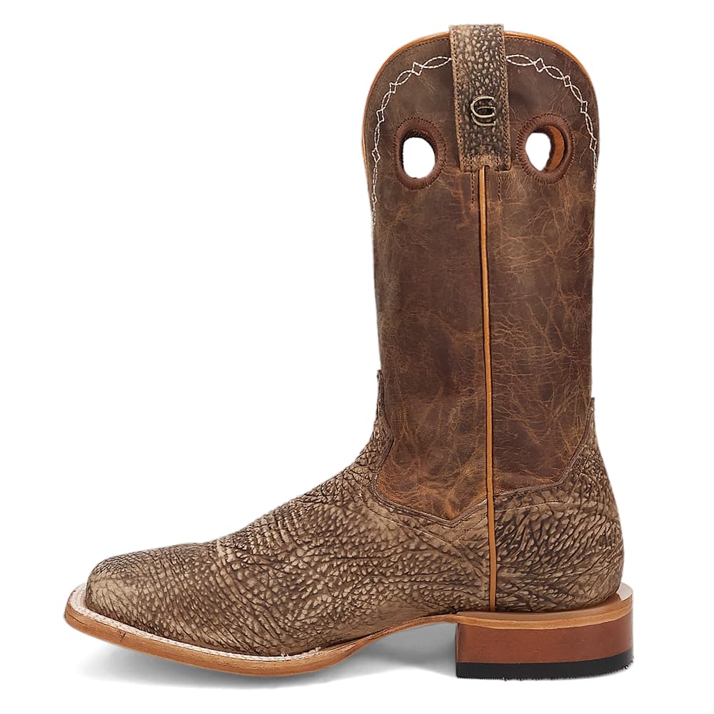 Brown Embroidered Bison Square Toe Pull On Dress Boots Y878