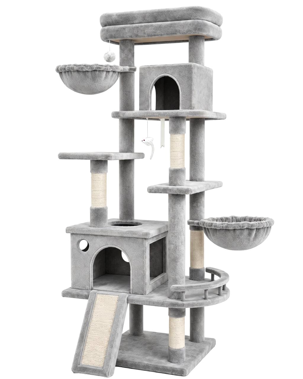 70 Inch Cat Tree with Scratching Post and Hammock D91375