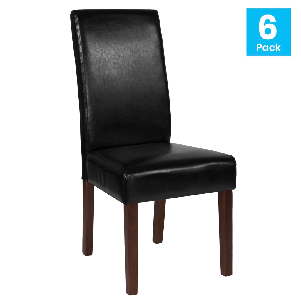 Black Faux Leather Parsons Chair 6-Pack J156