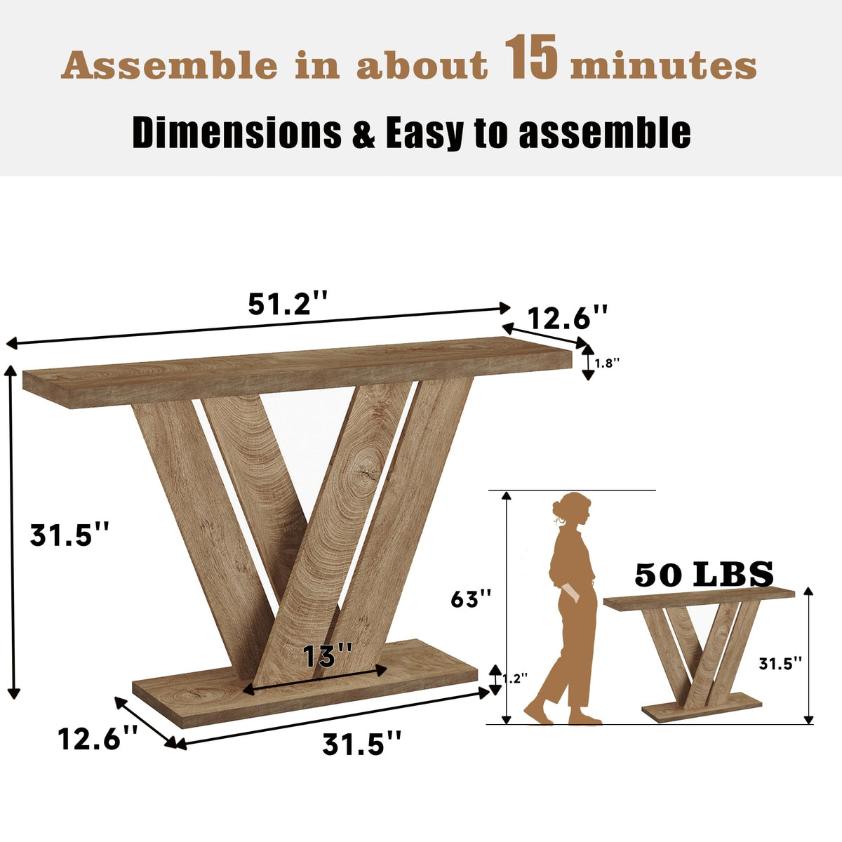 51" Wood Console Table H88586