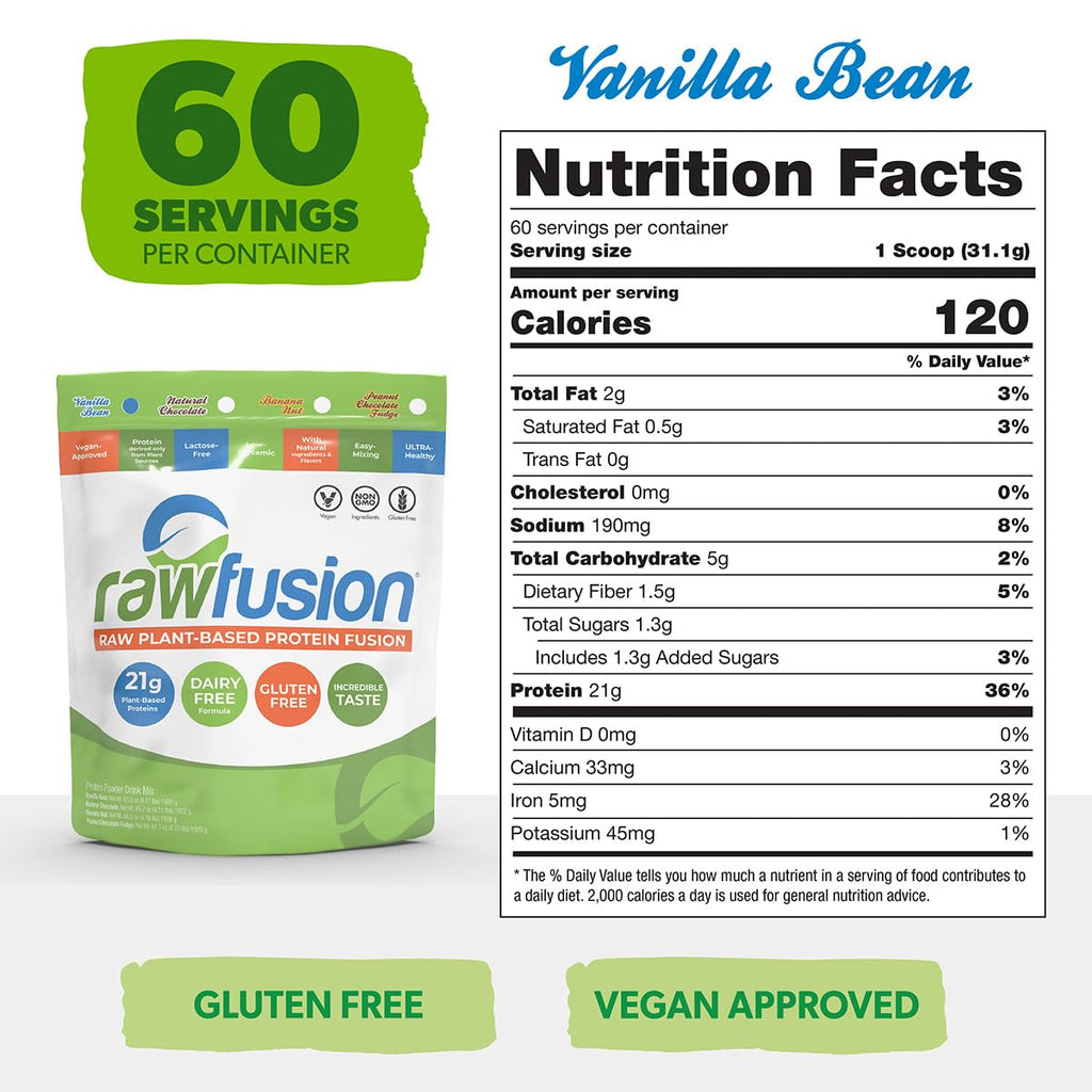 Vegan Protein Powder Vanilla Bean 60 Servings F9758