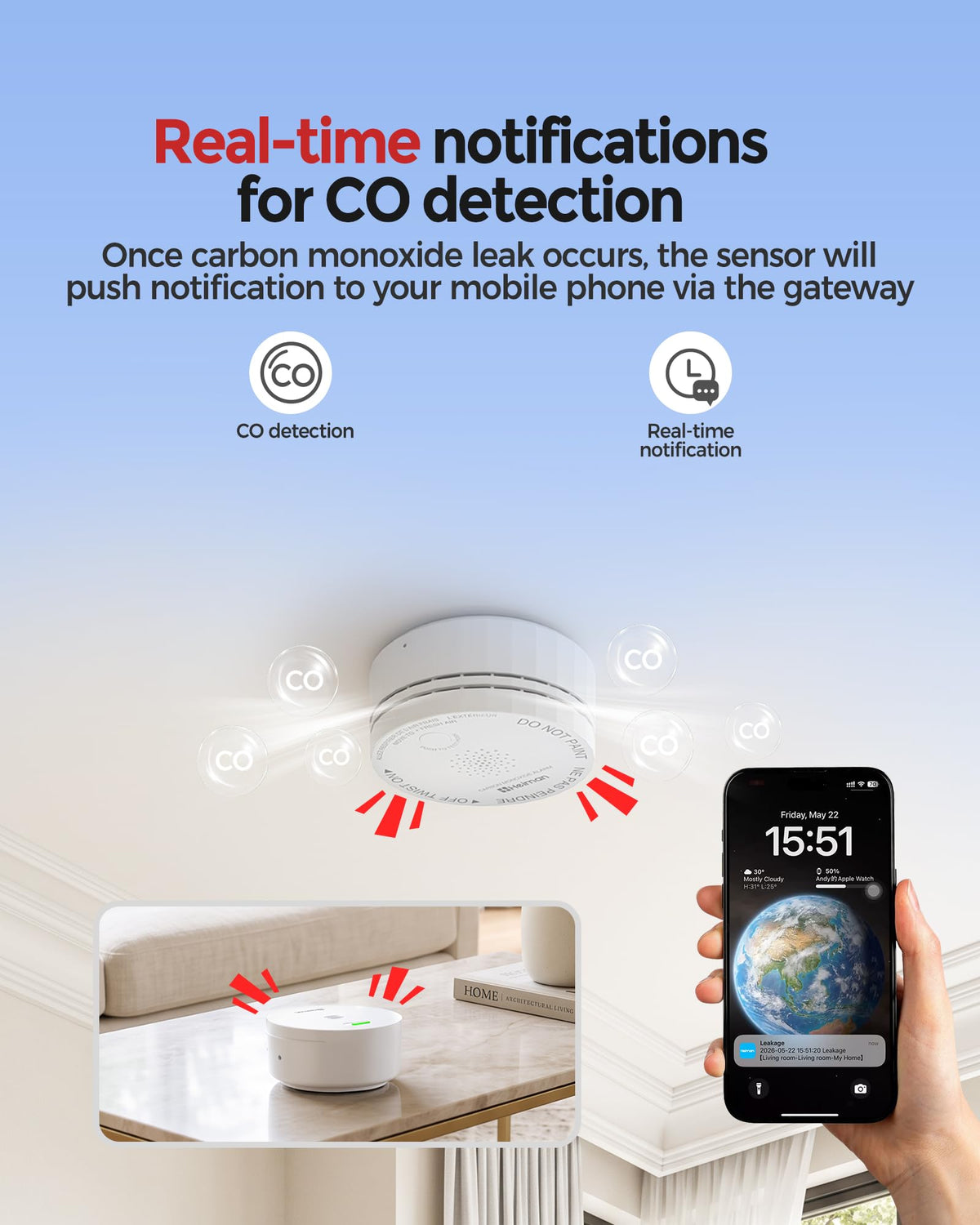 Carbon Monoxide Detectors 3-Pack with Gateway J3357
