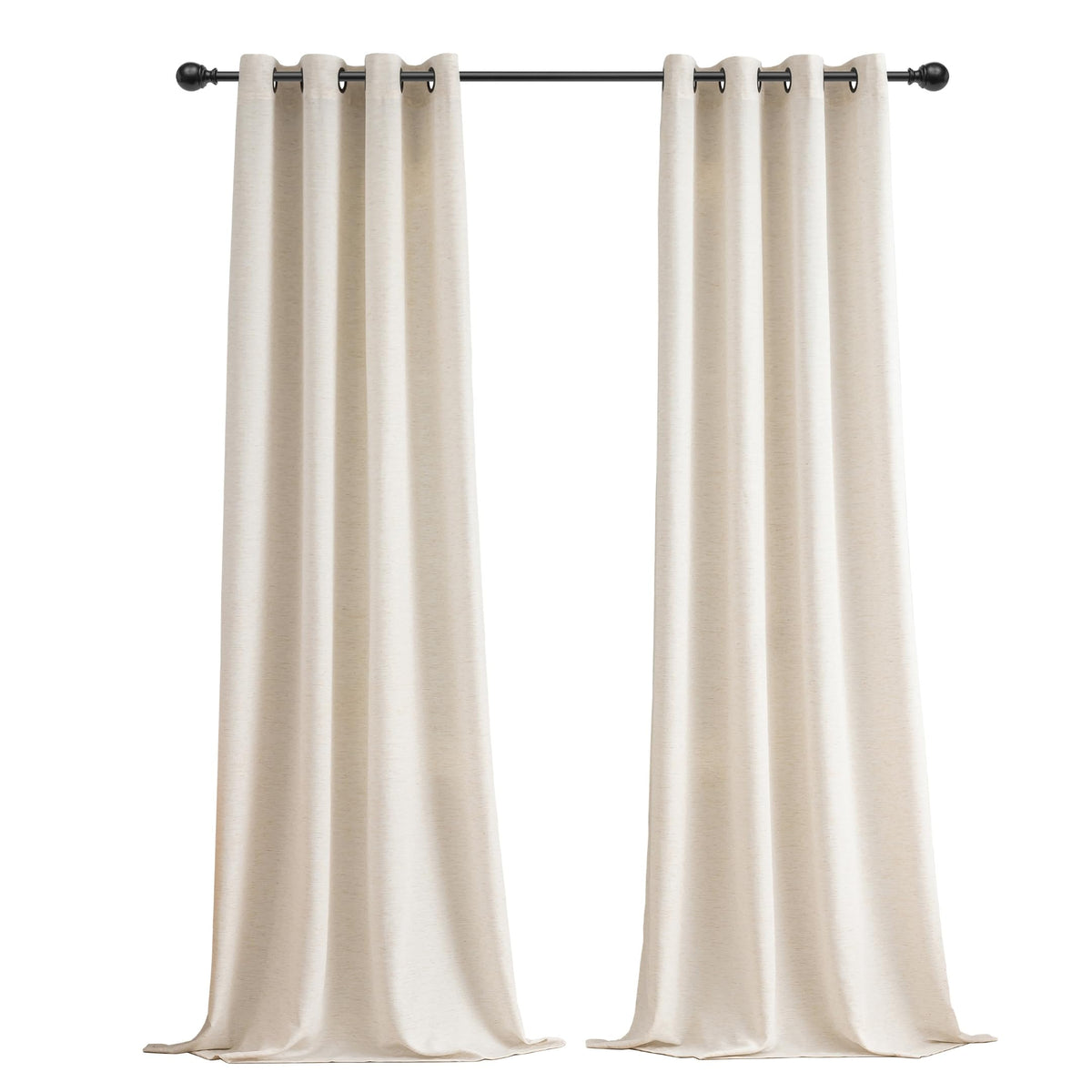 Natural Linen Curtains 90 Inches Long 2 Panels Black Grommets X400745