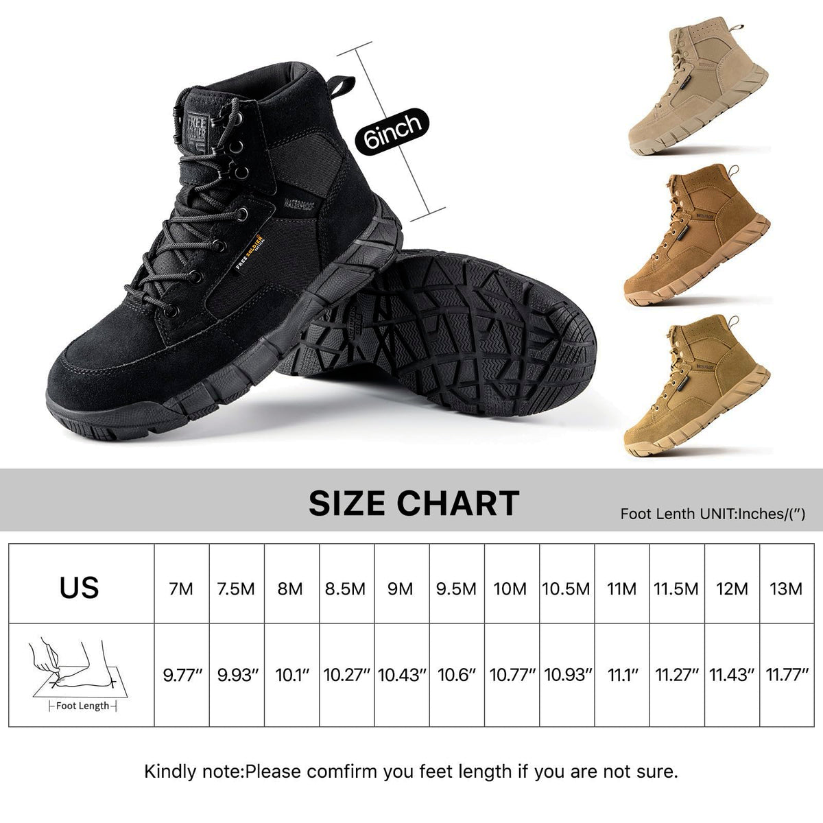 Men's 6 Inches Lightweight Waterproof Suede Leather Work Boots Q529628