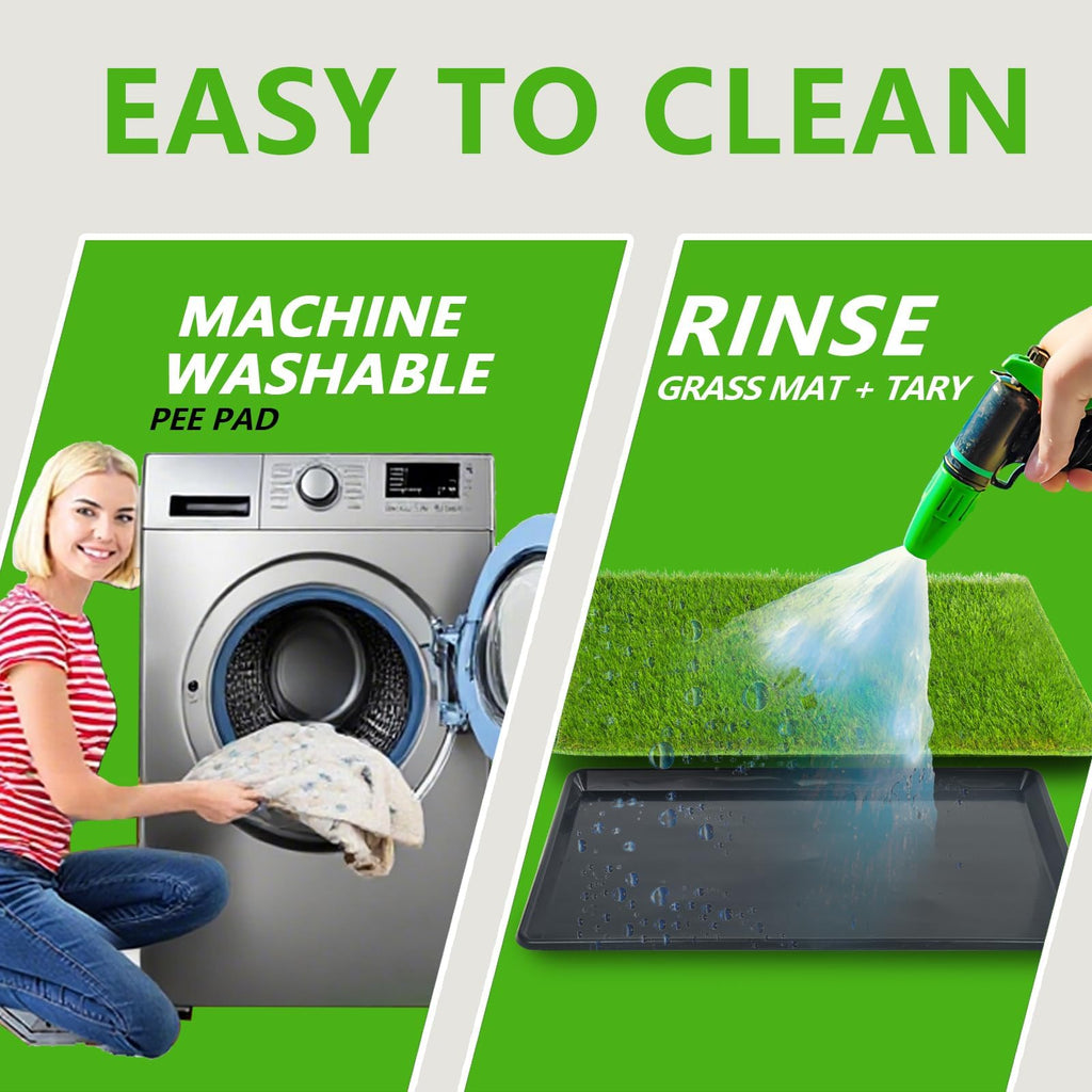 Reusable Artificial Grass Dog Loo System with Tray and Pee Pads, 35x23in C982