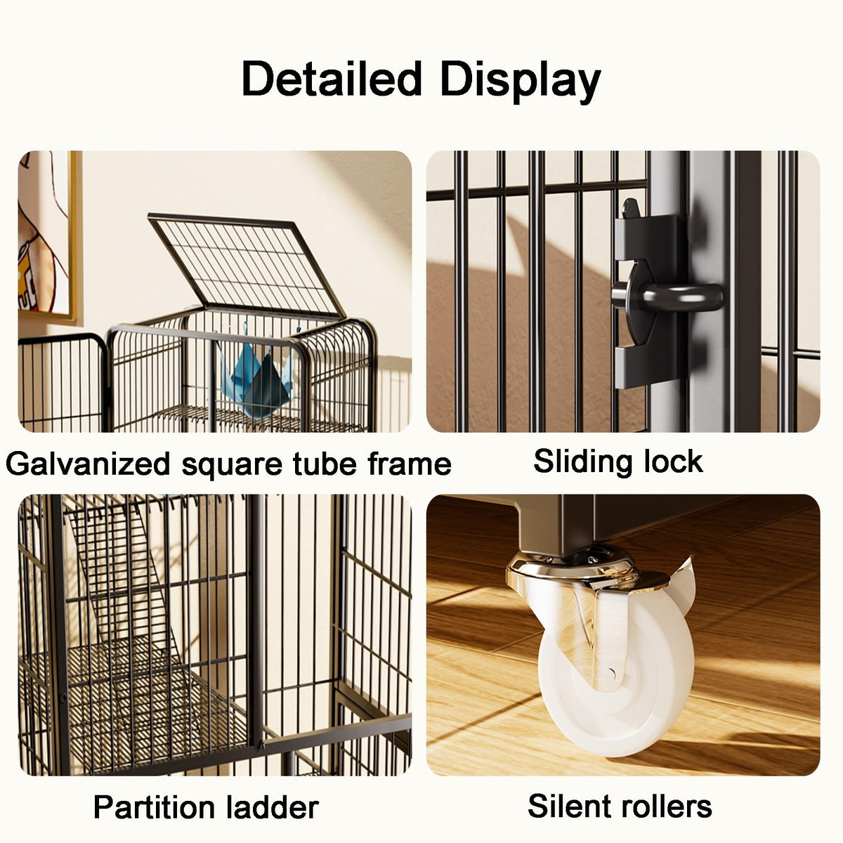 4-Tier Metal Cat Cage with Litter Box and Hammock M6313
