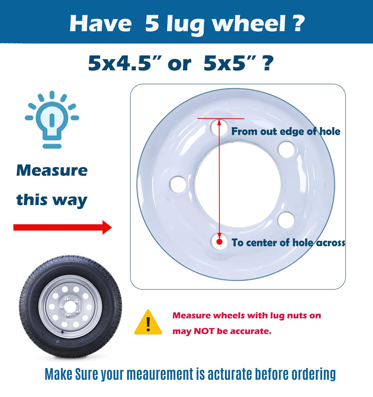 Trailer Tire Wheel ST205/75R15 8-Ply Silver Rim O4850