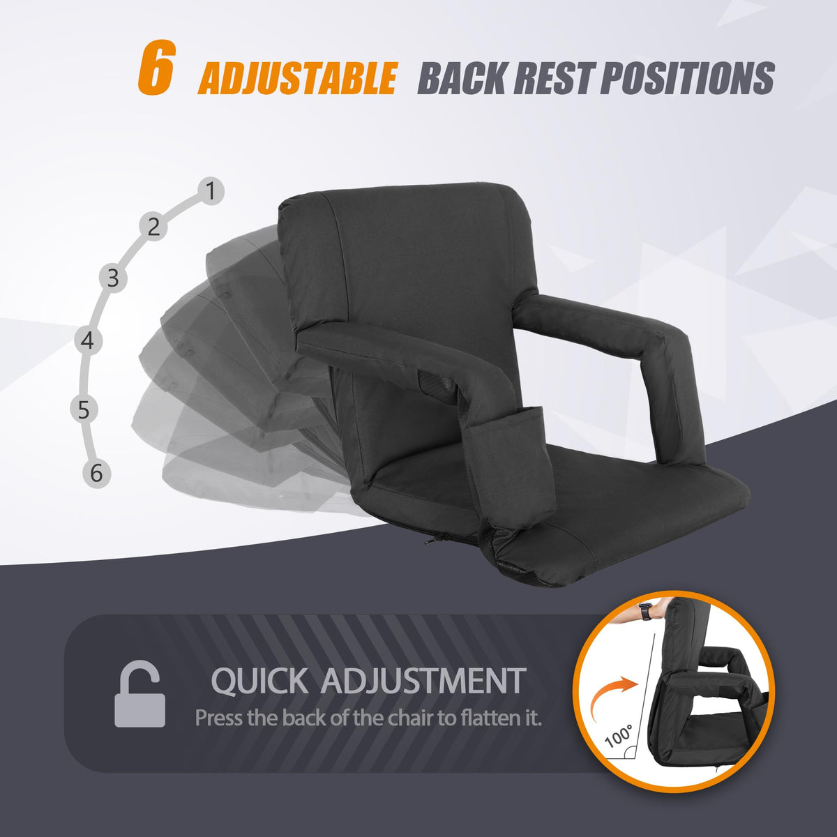 20.5"/25" Wide Padded Stadium Seat with Back Support J24341