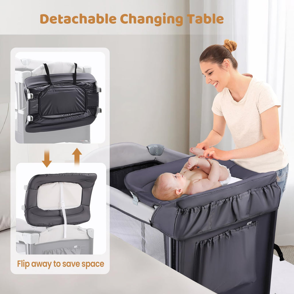 5-in-1 Portable Baby Bassinet with Changing Table and Carry Bag U29626