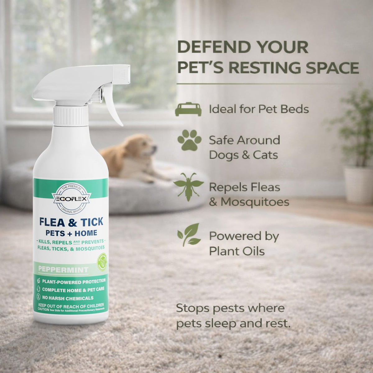 Plant-Based Flea Spray with Peppermint Scent 16oz M874