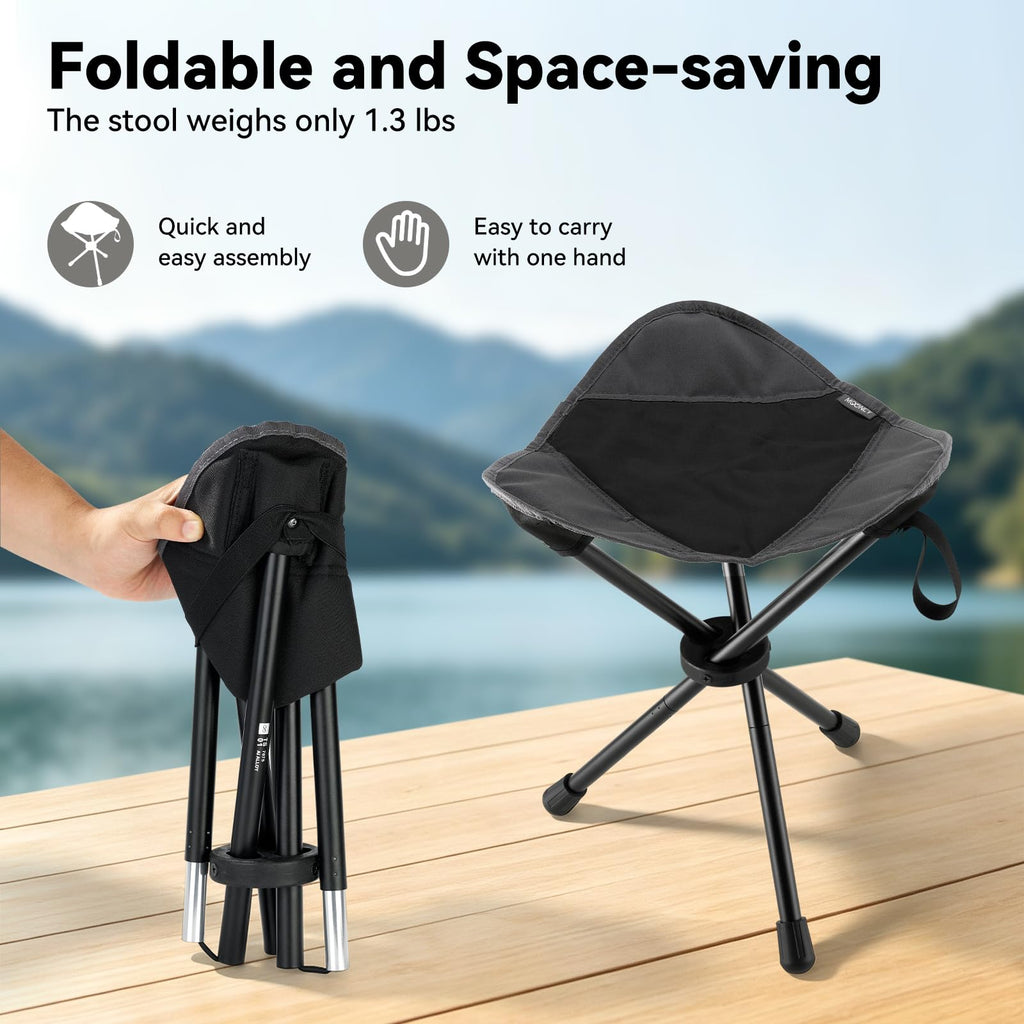 18"×14.5" Aluminum Alloy Folding Camping Stool, Black Y558681