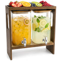 2 PCS 1.2 Gallon Glass Drink Dispenser with Stand and Serving Tray R8411